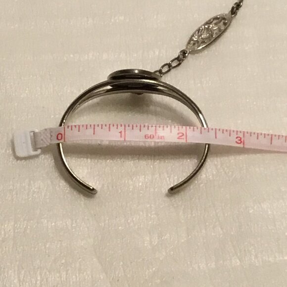 Vintage unicorn slave bracelet w/ ring and inlaid turquoise - Picture 13 of 14